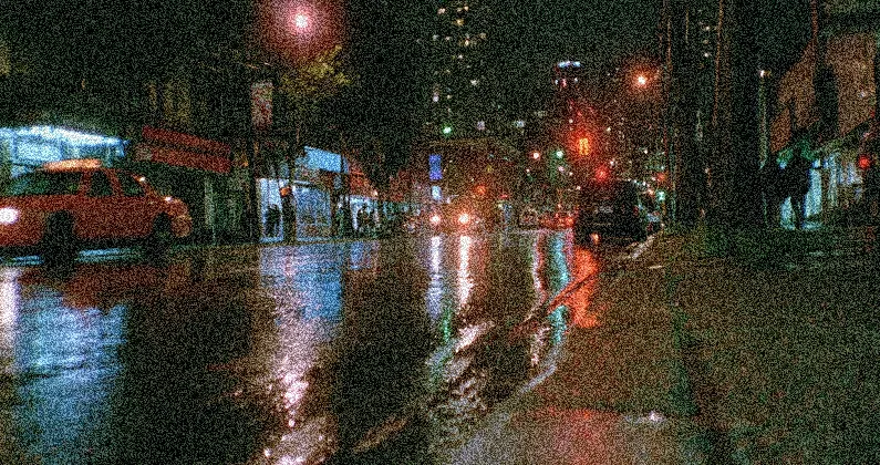 Before: dark footage blurry with noise