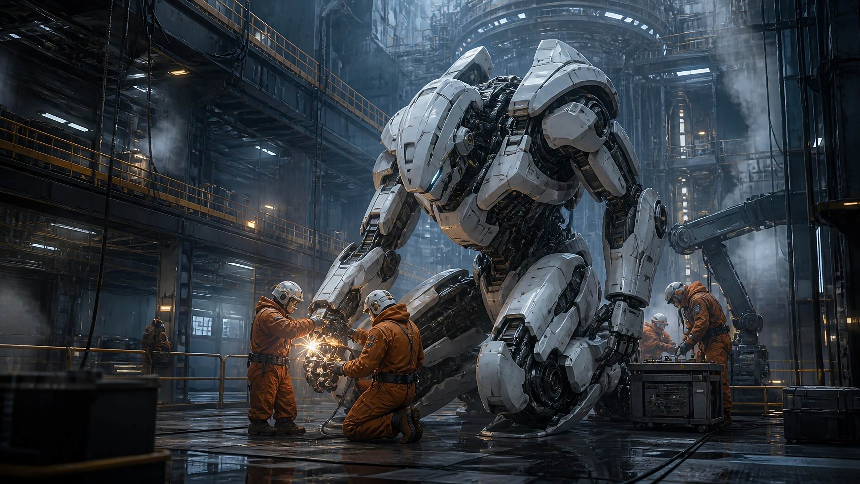 메크 정비고 — LTX 원본 · 768p / AI PIXELL · 4K 업스케일